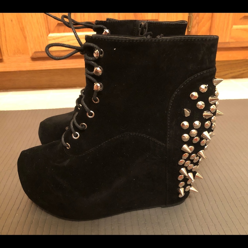 Studded platform ankle booties